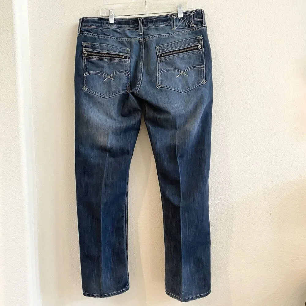 Caffeine NYC Jeans Mens 38x32 Downtown Slim Button Fly Flap Zip Back‎ Pockets